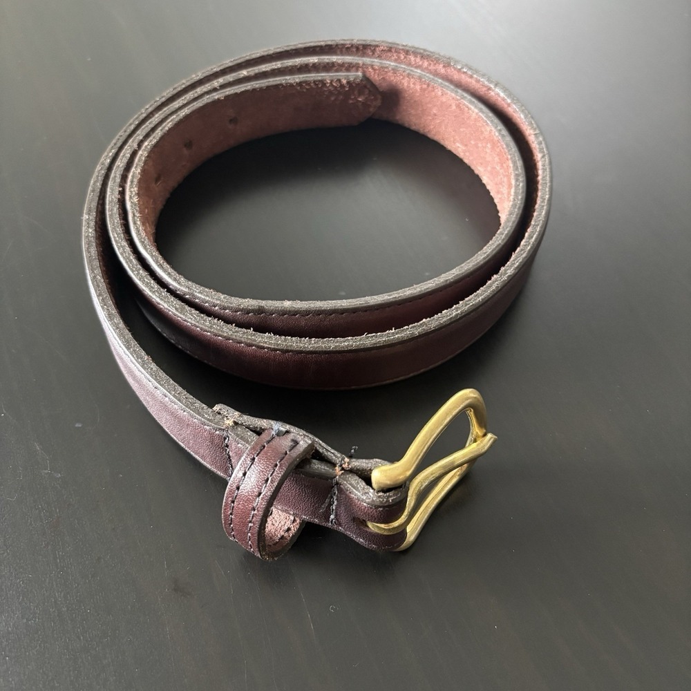 Vintage Boston Leather Belt Deep Burgundy Brown‎ USA Made SZ 46 (51" Length)
